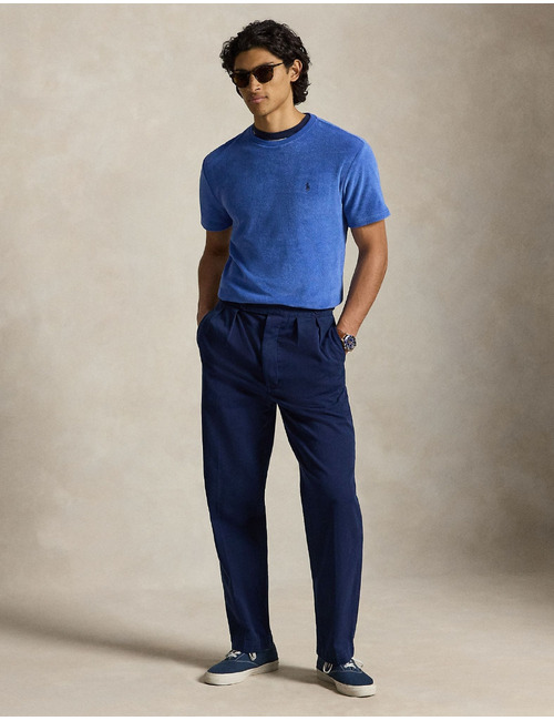 Blauw terry T-shirt in classic fit