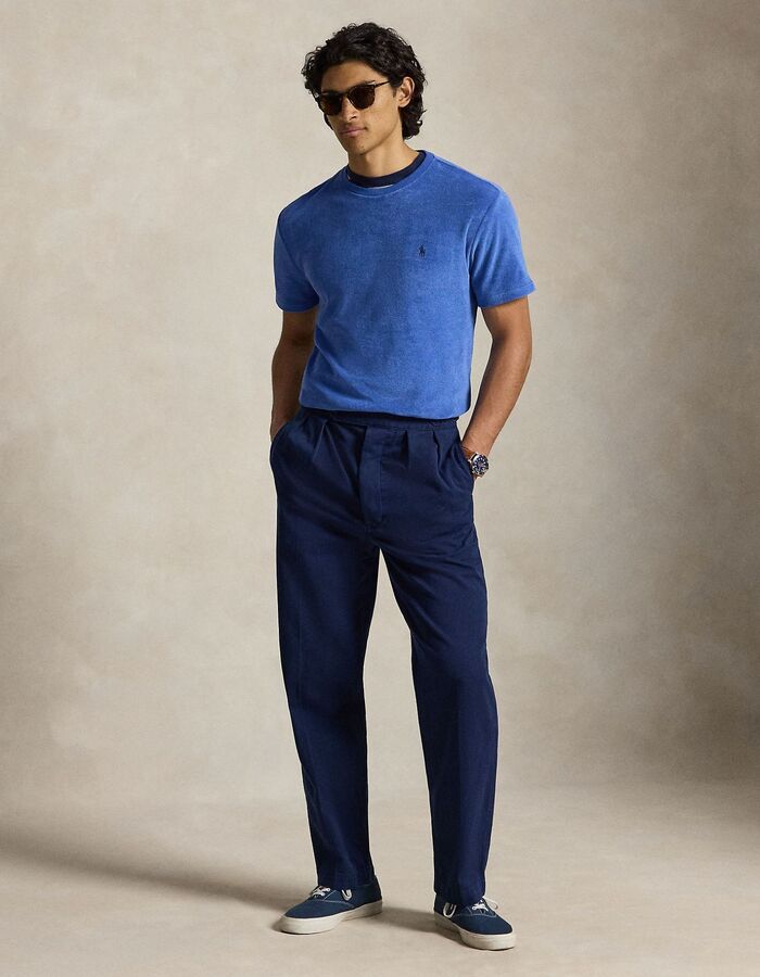 Blauw terry T-shirt in classic fit