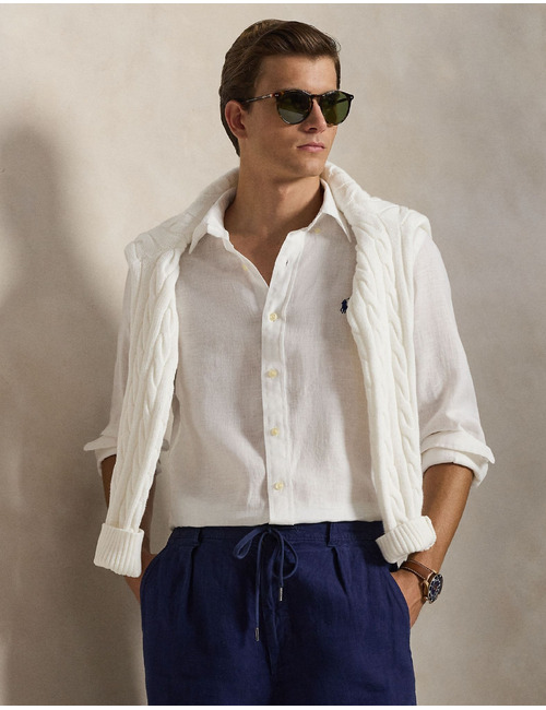 Wit linnen hemd in custom fit