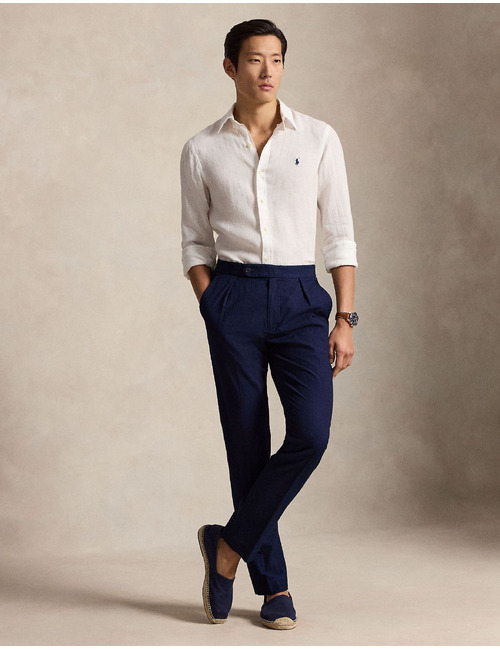 Wit linnen hemd in slim fit