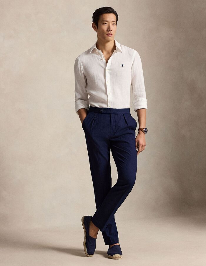 Wit linnen hemd in slim fit