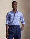 Blauw-wit gestreept broadcloth hemd in katoen