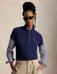 Polo slim fit stretch en bleu marine au style intemporel