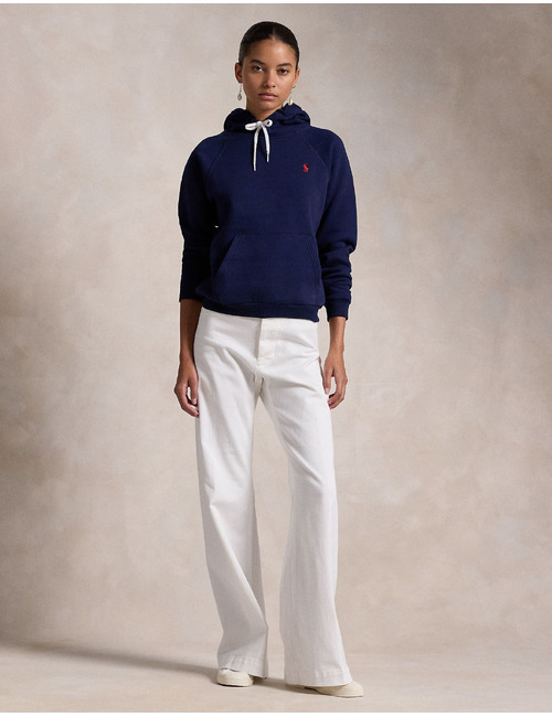 Shrunken fit fleece hoodie in navy met sportieve uitstraling