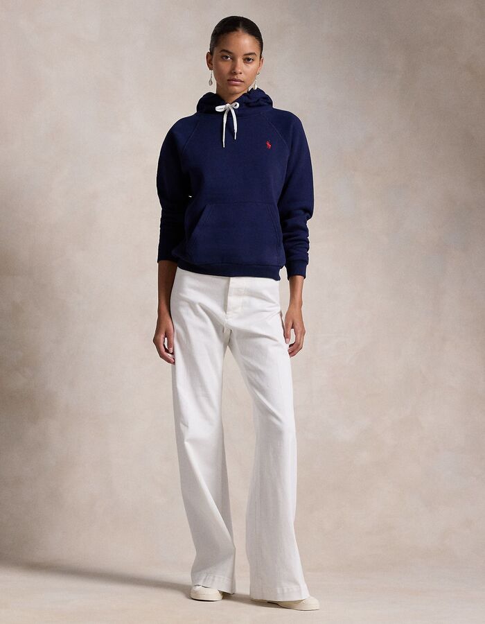 Shrunken fit fleece hoodie in navy met sportieve uitstraling