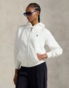 Fleece hoodie met rits in wit met relaxed pasvorm