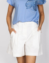 CAPRI - Short femme blanc à plis 