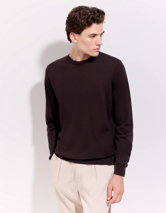 The Royal Merino Sweater Superfine 120’s Dark Brown