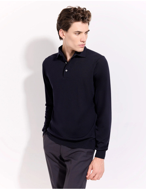 The Royal Merino Polo Sweater Superfine 120’s Dark Blue