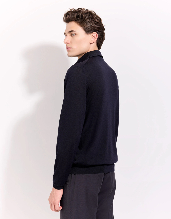 The Royal Merino Polo Sweater Superfine 120’s Dark Blue