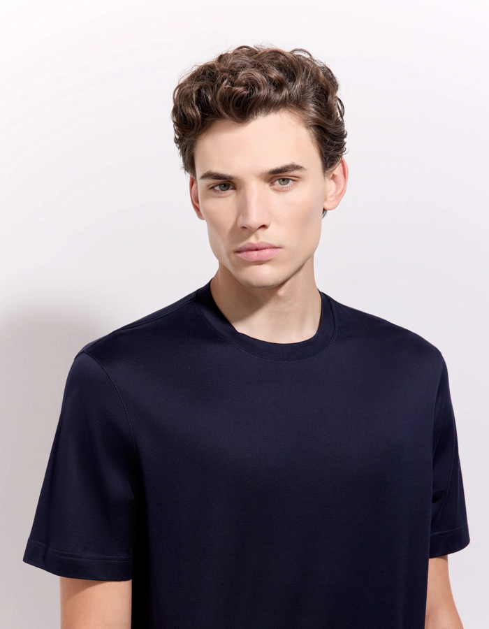 The Supima Jersey T-Shirt Mercerized Super Light Dark Blue