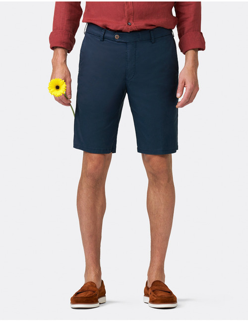 Katoenen bermuda met stretch en AMF-stiksel marine