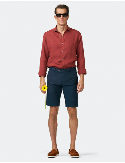 Katoenen bermuda met stretch en AMF-stiksel marine