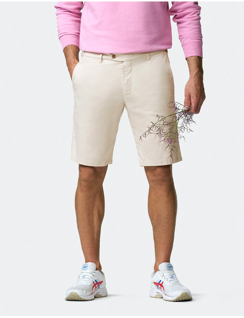 Katoenen bermuda met stretch en AMF-stiksel beige