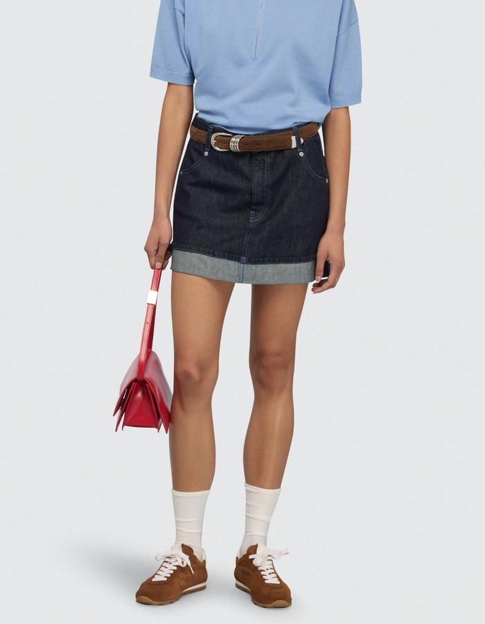 FLORIANE - Denim rok met omslag en casual uitstraling