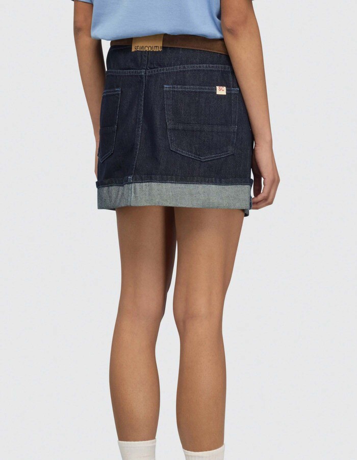 FLORIANE - Denim rok met omslag en casual uitstraling