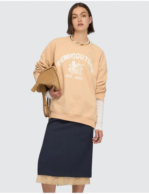 DOROTEA  - Casual sweater met logoprint en ritssluiting details