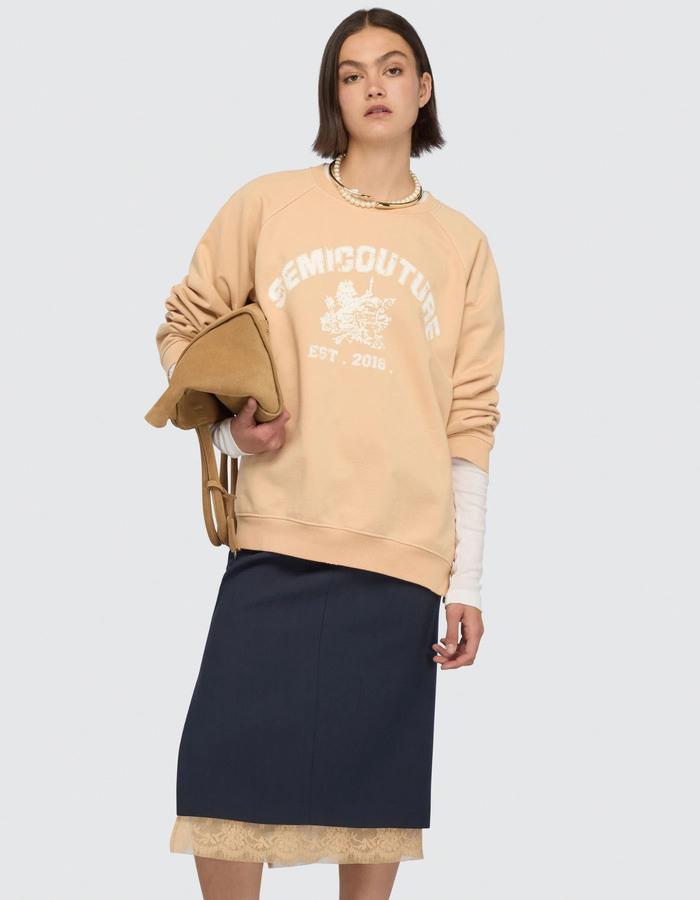 DOROTEA  - Casual sweater met logoprint en ritssluiting details