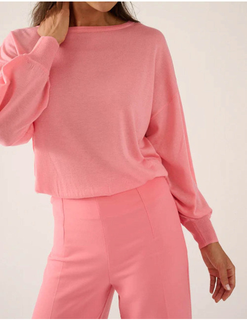 Otis - Fijngebreide top in zachte roze tint