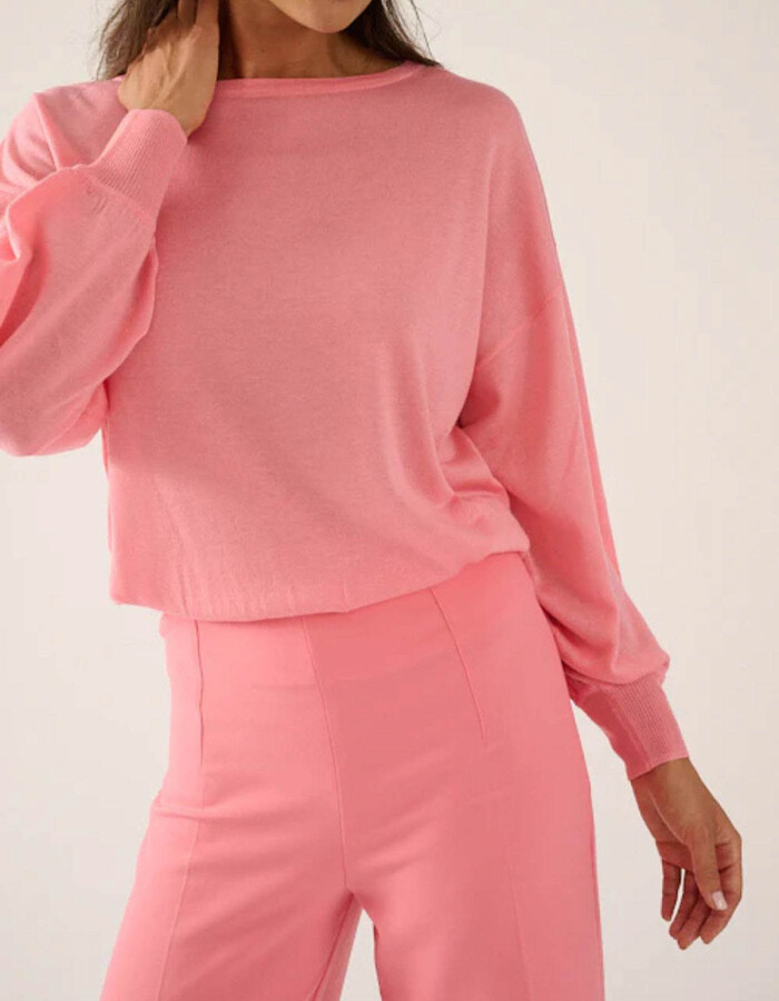 Otis - Fijngebreide top in zachte roze tint