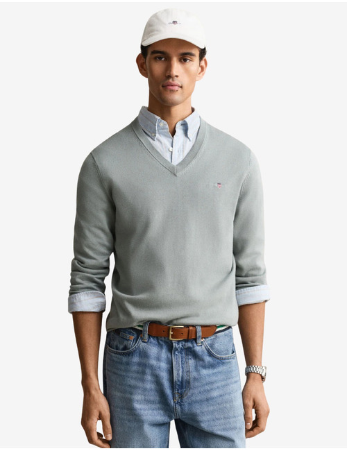 Klassieke katoenen sweater met V-hals