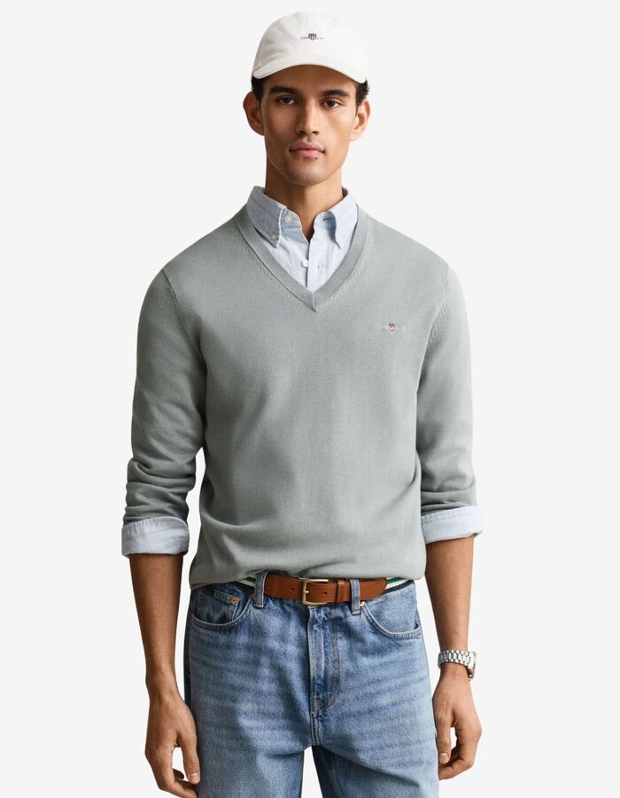 Klassieke katoenen sweater met V-hals