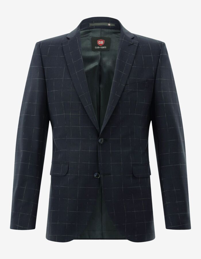 CG Caden-plus SV slim fit geruit kostuumvest met stretch – donkerblauw