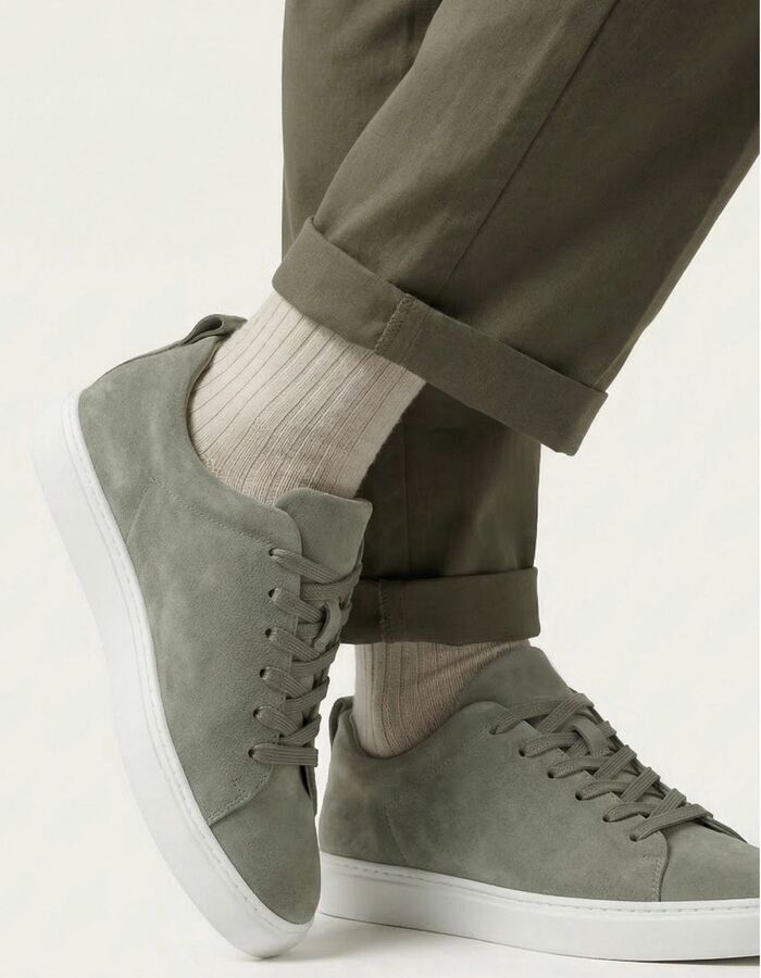 CG Uwin suède sneakers met leren voering – lichtgroen