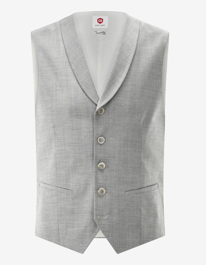 CG Paddy slim fit kostuumgilet met sjaalkraag – lichtgrijs