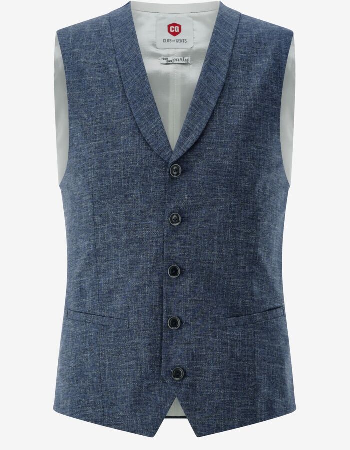CG Paddy slim fit kostuumgilet met stretch – blauw
