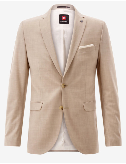 CG Caden slim fit kostuumvest met stretch – beige