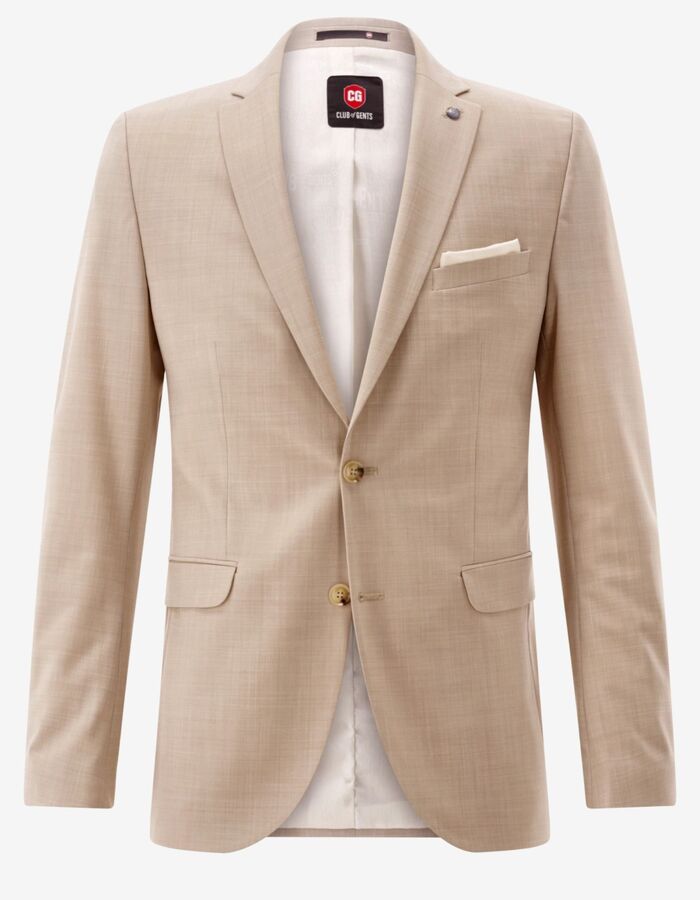 CG Caden slim fit kostuumvest met stretch – beige
