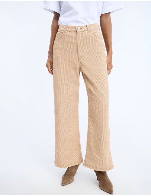 NAVONA - denim broek met strepen camel
