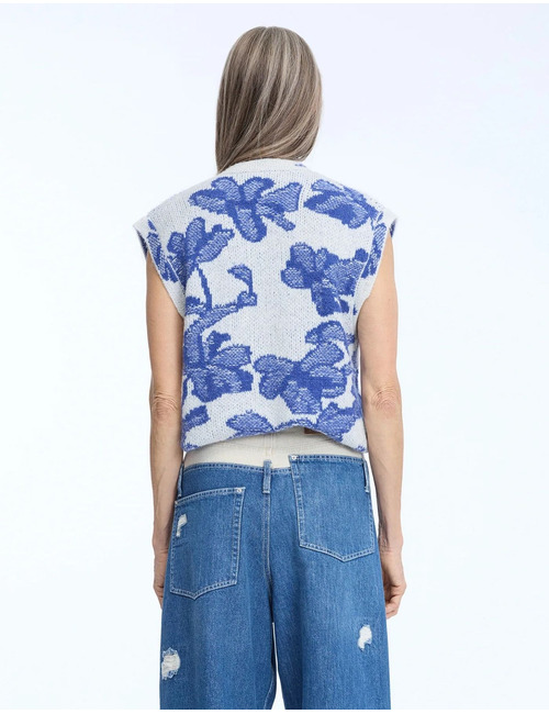 NURULIA - gebreide gilet mix blue