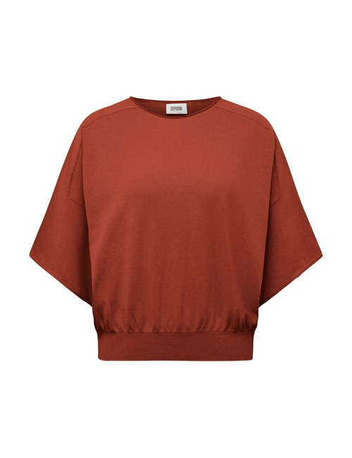DILARY - Casual gebreid T-shirt in crêpe katoen