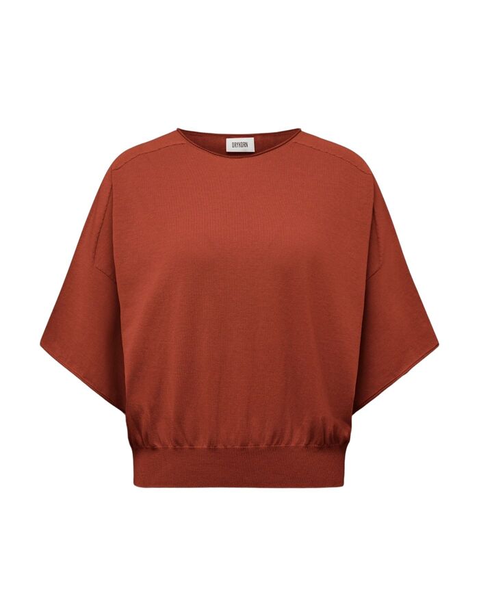 DILARY - Casual gebreid T-shirt in crêpe katoen