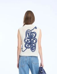NOWLAND - gebreide gilet ivory