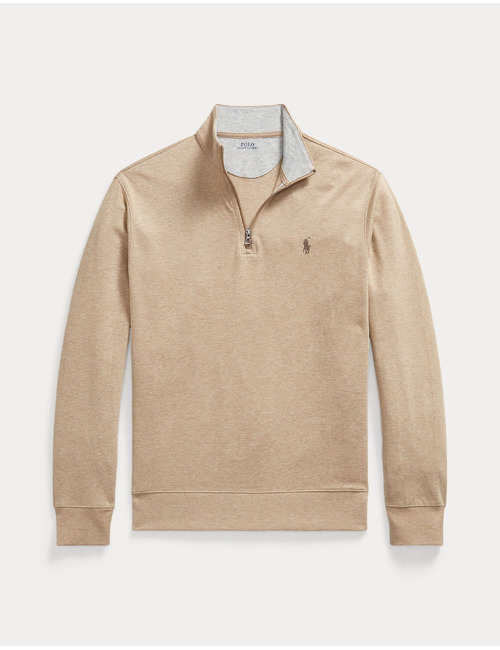 Luxury jersey quarter zip pullover in bruin