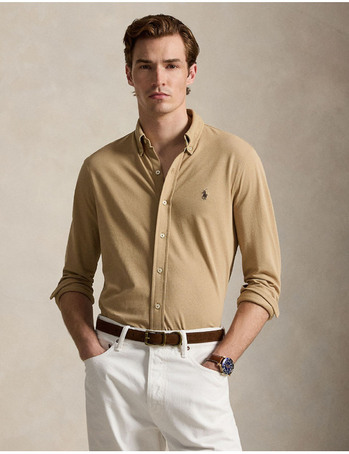 Featherweight mesh overhemd in khaki