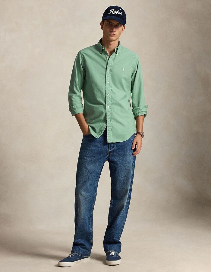 Custom fit oxford overhemd in mintgroen