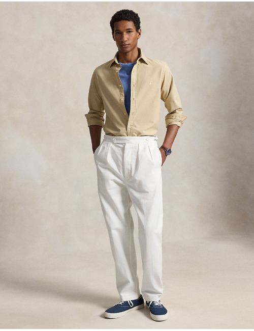Custom fit oxford overhemd in beige