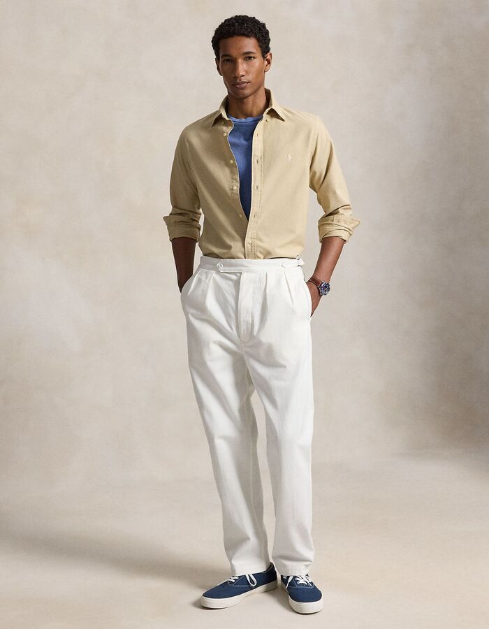Custom fit oxford overhemd in beige