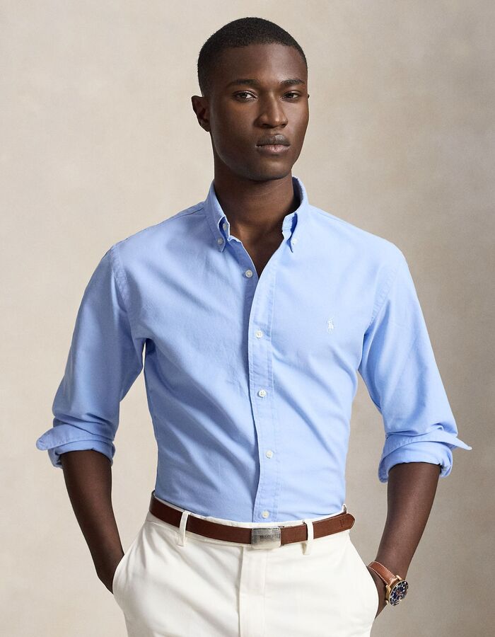 Custom fit oxford overhemd in blauw