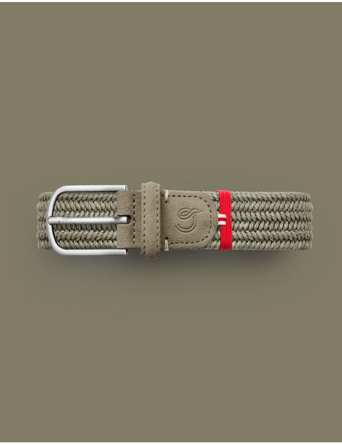Gevlochten suède riem in truffle green