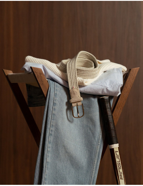 Gevlochten suède riem in lamb
