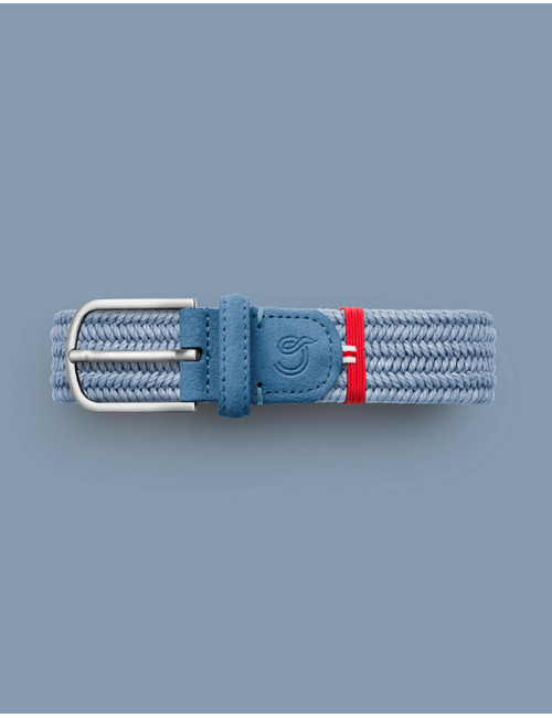 Gevlochten suède riem in sky blue