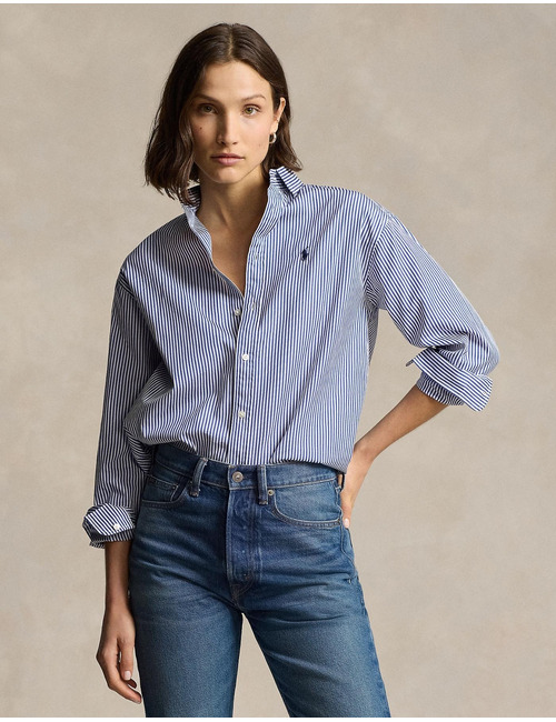 Gestreept katoenen hemd met relaxed fit