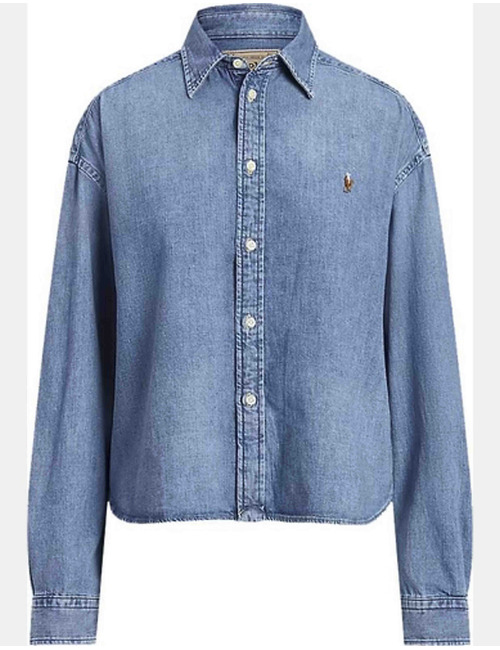 Cropped boxy denim hemd