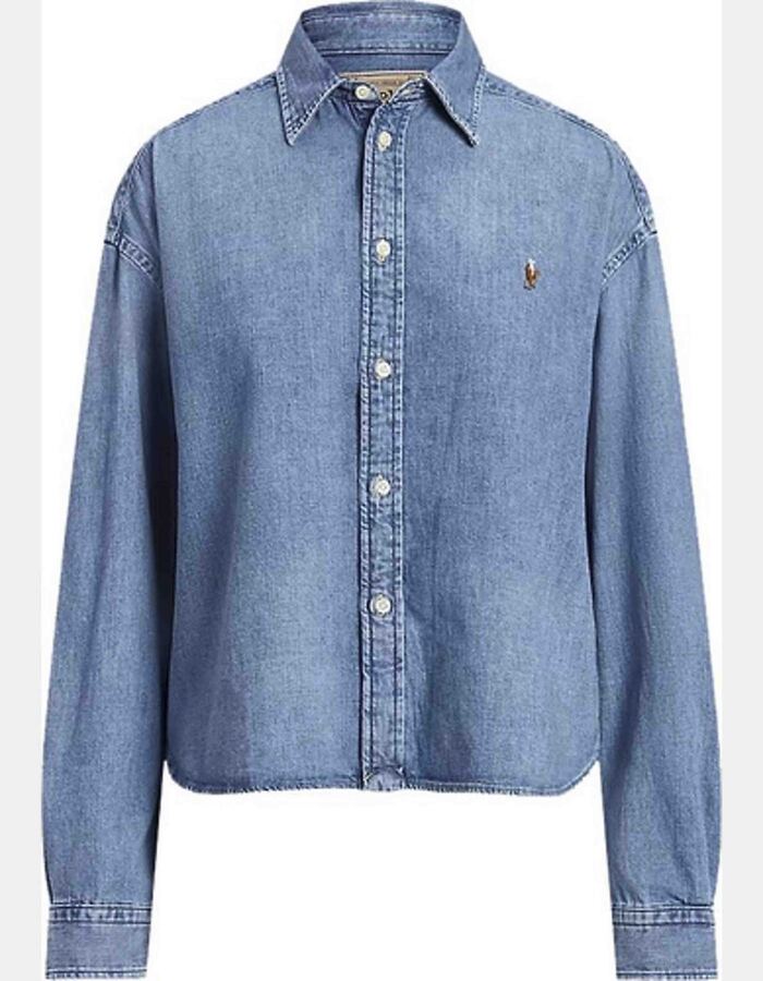 Cropped boxy denim hemd