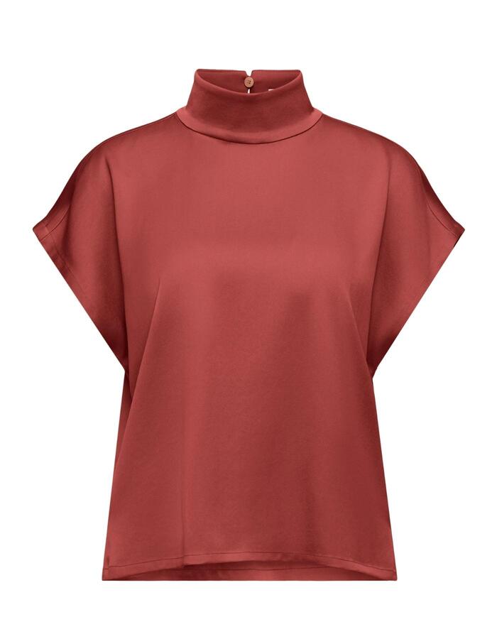 ALARIA - Satijnen blouse met opstaande kraag smoked paprika